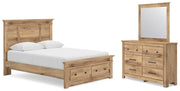 Makidern Queen Panel Storage Bed, Dresser and Mirror - PCB1170B5