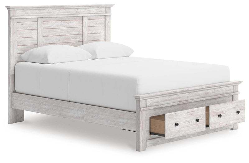 Makidern Queen Panel Storage Bed, Dresser and Mirror - PCB1171B5