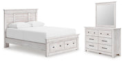 Makidern Queen Panel Storage Bed, Dresser and Mirror - PCB1171B5
