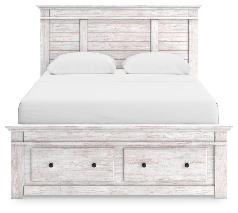 Makidern Queen Panel Storage Bed, Dresser and Mirror - PCB1171B5