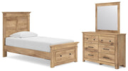 Makidern Twin Panel Storage Bed, Dresser and Mirror - PCB1170B24