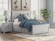Makidern Whitewash Full Panel Bed with Storage - PCB1171B27