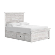 Makidern Whitewash Full Panel Bed with Storage - PCB1171B27