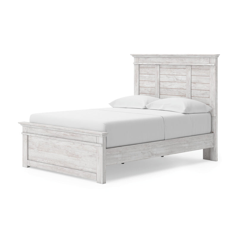 Makidern Whitewash Full Panel Bed with Storage - PCB1171B27
