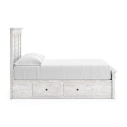 Makidern Whitewash Full Panel Bed with Storage - PCB1171B27