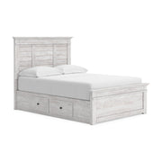 Makidern Whitewash Full Panel Bed with Storage - PCB1171B31
