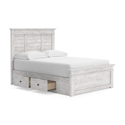 Makidern Whitewash Full Panel Bed with Storage - PCB1171B31