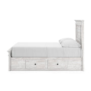 Makidern Whitewash Full Panel Bed with Storage - PCB1171B31