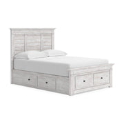 Makidern Whitewash Full Panel Bed with Storage - PCB1171B35