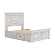 Makidern Whitewash Full Panel Bed with Storage - PCB1171B35