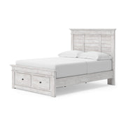 Makidern Whitewash Full Panel Bed with Storage - PCB1171B35