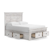 Makidern Whitewash Full Panel Bed with Storage - PCB1171B35