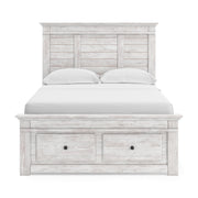 Makidern Whitewash Full Panel Bed with Storage - PCB1171B35