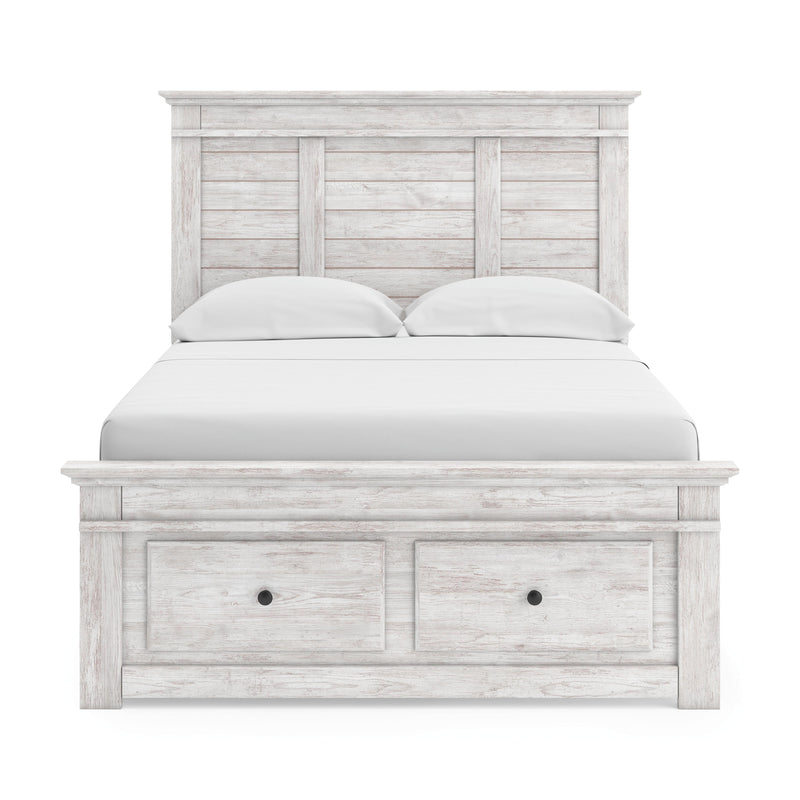 Makidern Whitewash Full Panel Bed with Storage - PCB1171B35
