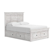 Makidern Whitewash Full Panel Bed with Storage - PCB1171B39