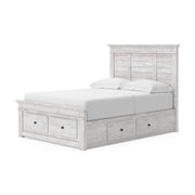 Makidern Whitewash Full Panel Bed with Storage - PCB1171B39