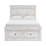 Makidern Whitewash Full Panel Bed with Storage - PCB1171B39