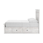 Makidern Whitewash Full Panel Bed with Storage - PCB1171B39