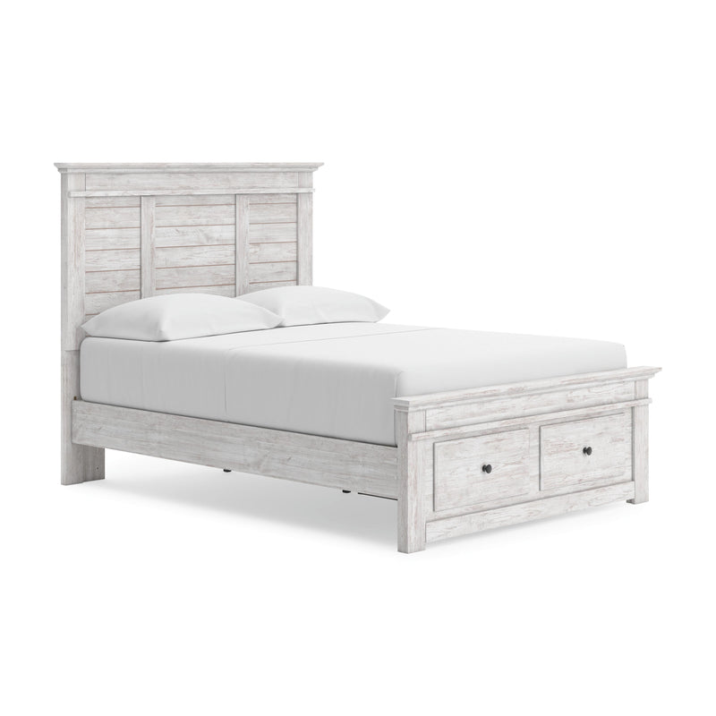 Makidern Whitewash Full Panel Storage Bed - PCB1171B23