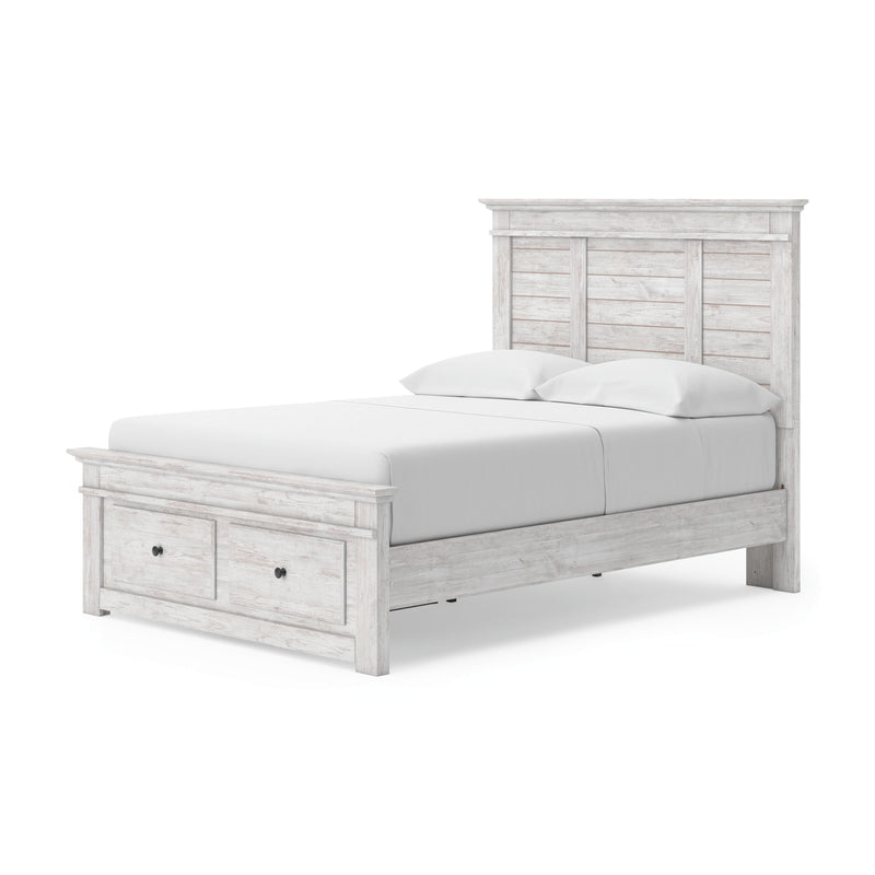 Makidern Whitewash Full Panel Storage Bed - PCB1171B23