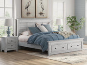 Makidern Whitewash King Panel Storage Bed - PCB1171B12