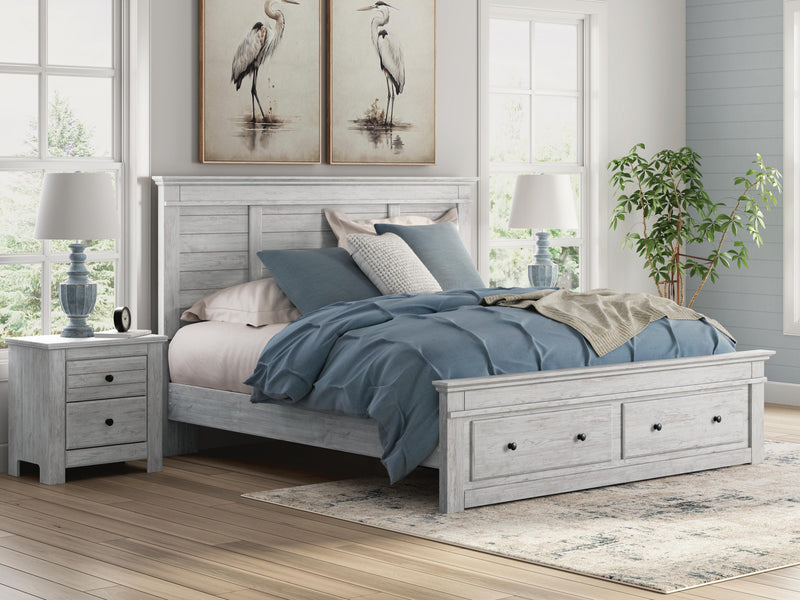 Makidern Whitewash King Panel Storage Bed - PCB1171B12