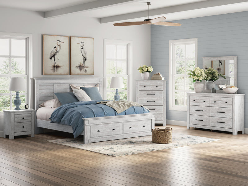 Makidern Whitewash King Panel Storage Bed - PCB1171B12