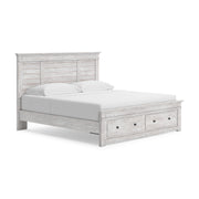 Makidern Whitewash King Panel Storage Bed - PCB1171B12