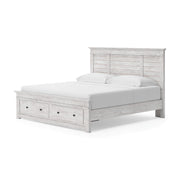 Makidern Whitewash King Panel Storage Bed - PCB1171B12