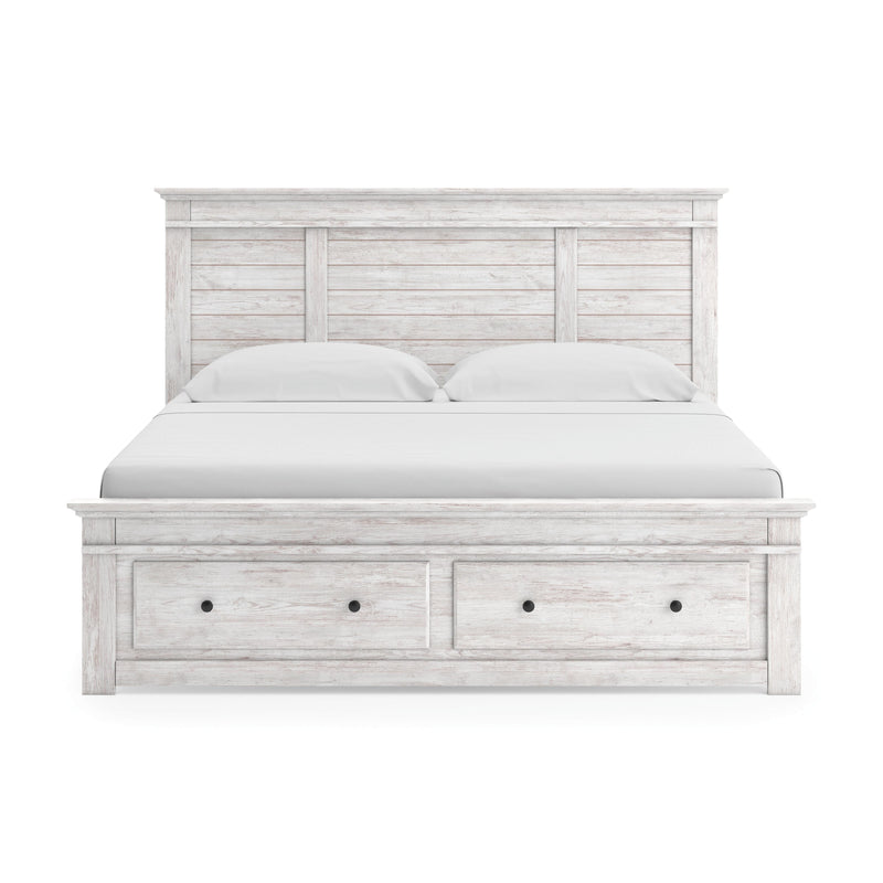 Makidern Whitewash King Panel Storage Bed - PCB1171B12