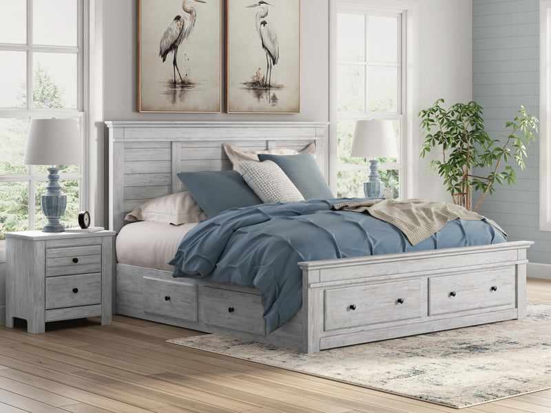 Makidern Whitewash King Panel Storage Bed - PCB1171B14