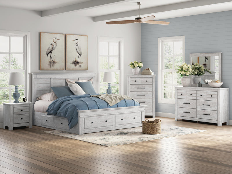 Makidern Whitewash King Panel Storage Bed - PCB1171B14