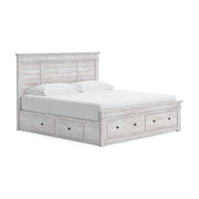 Makidern Whitewash King Panel Storage Bed - PCB1171B14