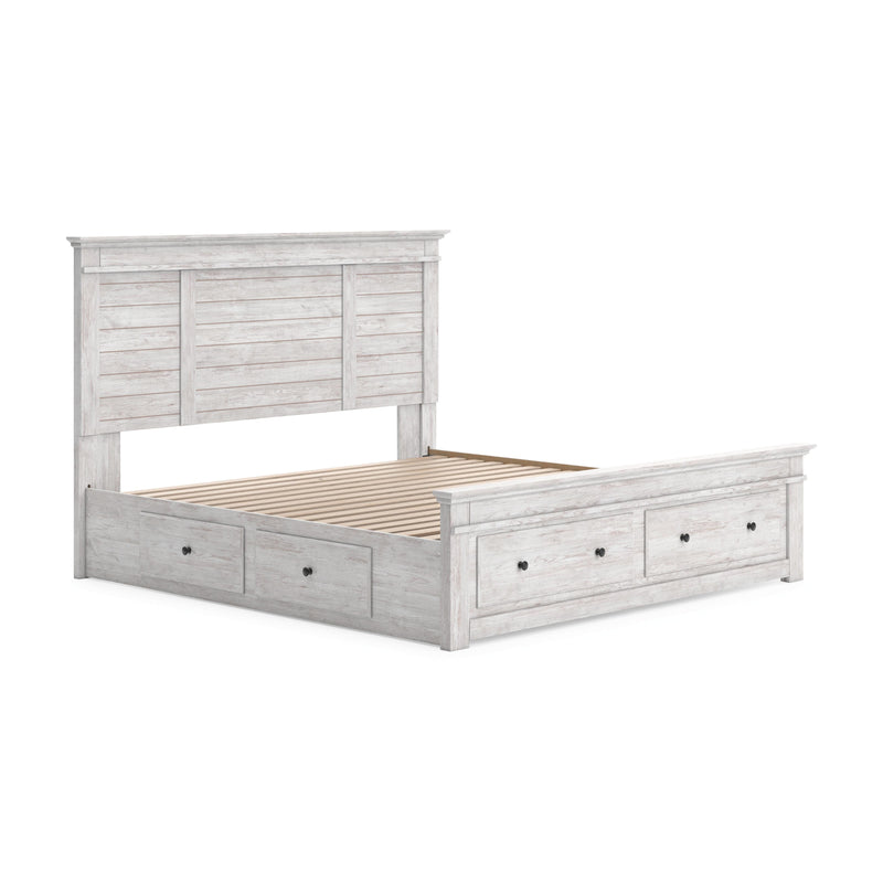 Makidern Whitewash King Panel Storage Bed - PCB1171B14