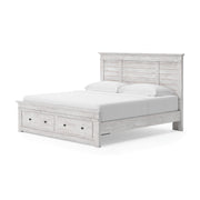 Makidern Whitewash King Panel Storage Bed - PCB1171B14