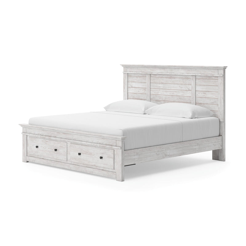 Makidern Whitewash King Panel Storage Bed - PCB1171B14