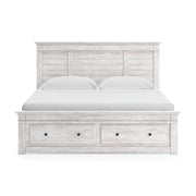 Makidern Whitewash King Panel Storage Bed - PCB1171B14