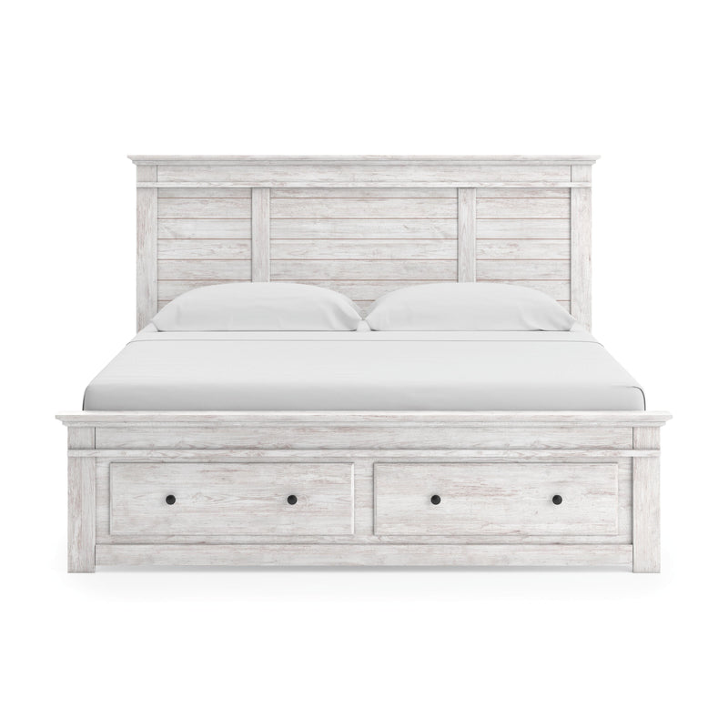 Makidern Whitewash King Panel Storage Bed - PCB1171B14