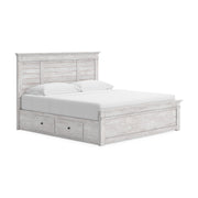 Makidern Whitewash King Panel Storage Bed - PCB1171B17