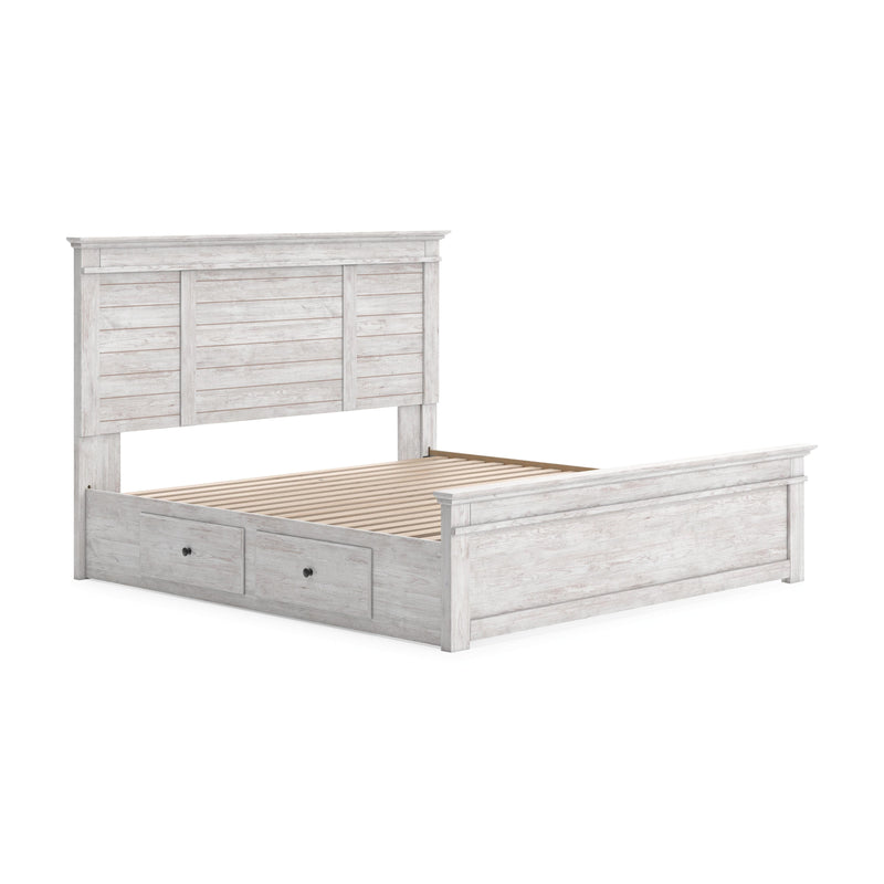 Makidern Whitewash King Panel Storage Bed - PCB1171B17