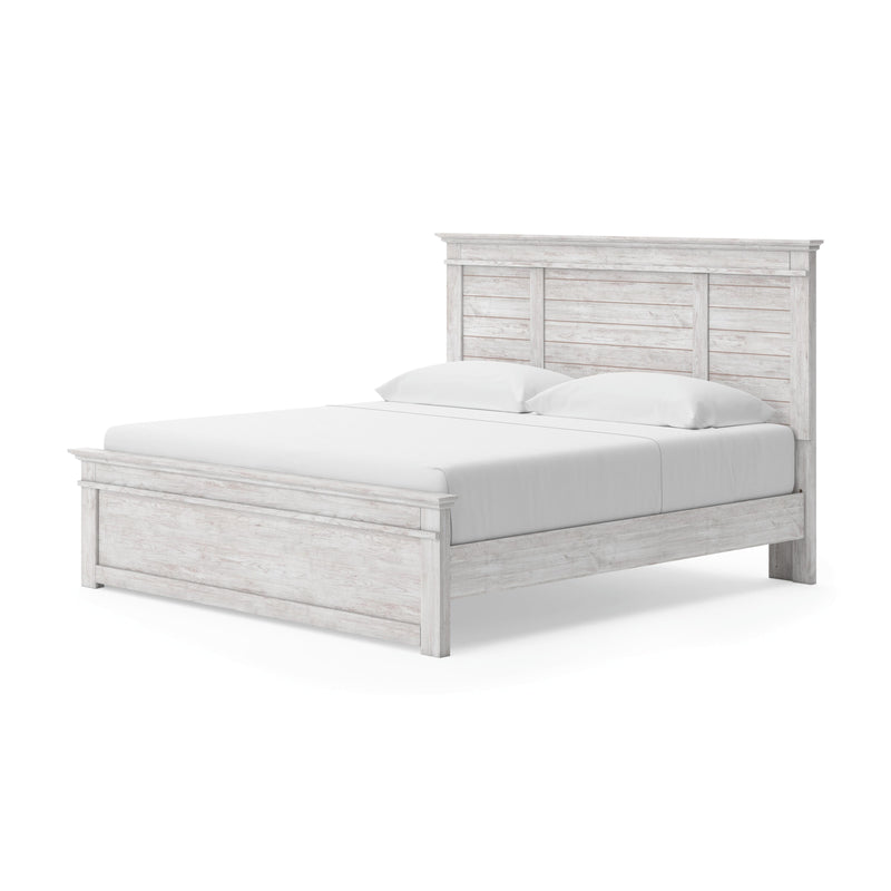 Makidern Whitewash King Panel Storage Bed - PCB1171B17