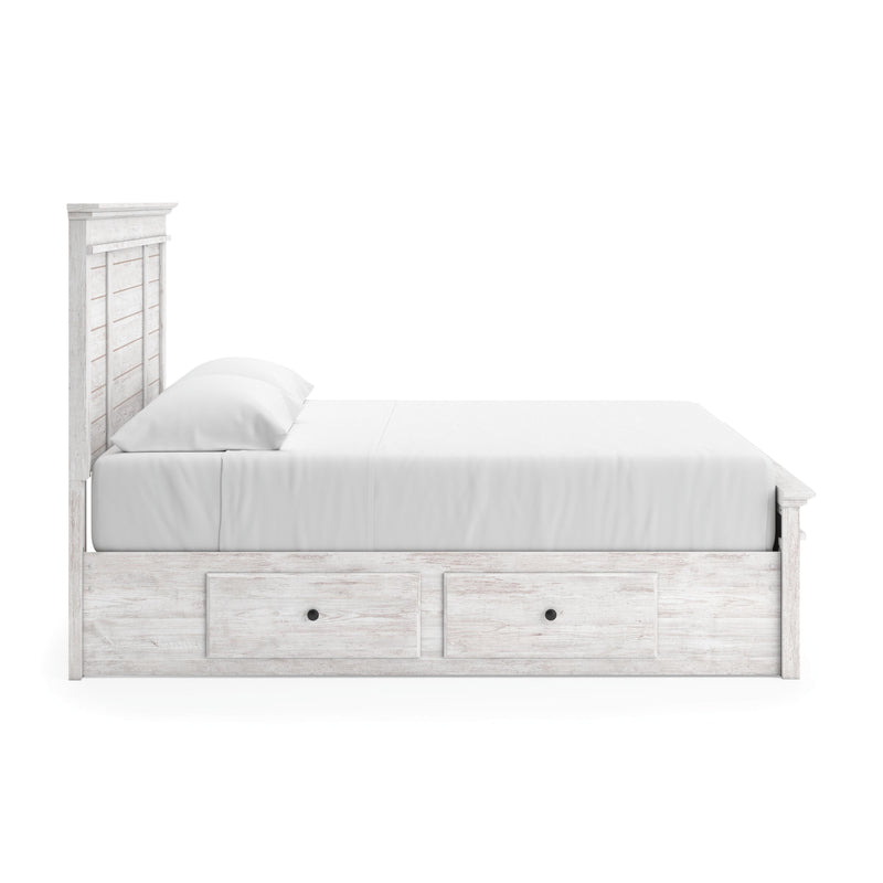 Makidern Whitewash King Panel Storage Bed - PCB1171B17