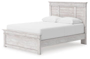 Makidern Whitewash Queen Panel Bed with Storage, Dresser and Mirror - PCB1171B6