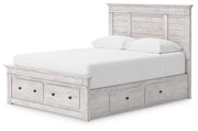 Makidern Whitewash Queen Panel Storage Bed - PCB1171B10
