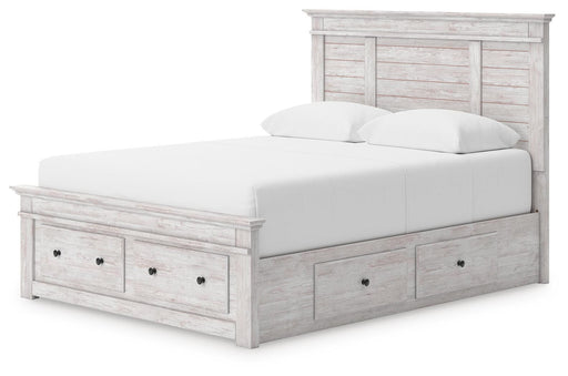 Makidern Whitewash Queen Panel Storage Bed - PCB1171B10
