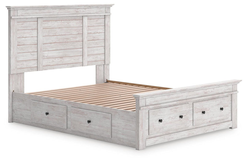 Makidern Whitewash Queen Panel Storage Bed - PCB1171B10