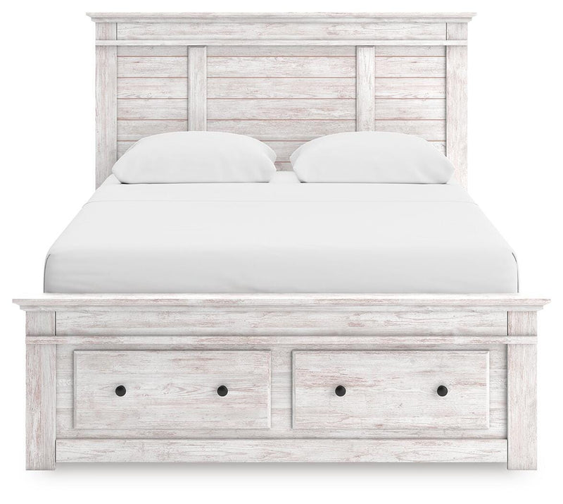 Makidern Whitewash Queen Panel Storage Bed - PCB1171B10