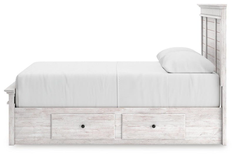 Makidern Whitewash Queen Panel Storage Bed - PCB1171B10