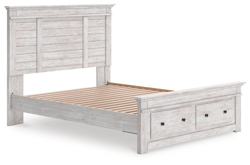 Makidern Whitewash Queen Panel Storage Bed - PCB1171B4