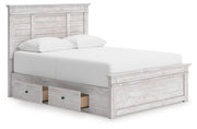 Makidern Whitewash Queen Panel Storage Bed - PCB1171B7
